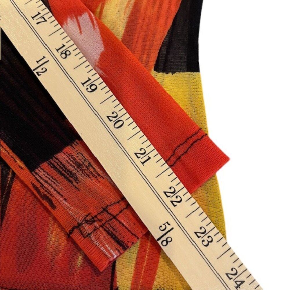 St. John SoCa Sheer Bright Abstract‎ Print Mock Neck Long Sleeve Top Size Small - Picture 10 of 11
